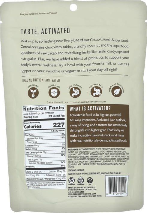 (3/9 oz) Living Intentions Cacao Crunch Super food Cereal by Living Intentions
