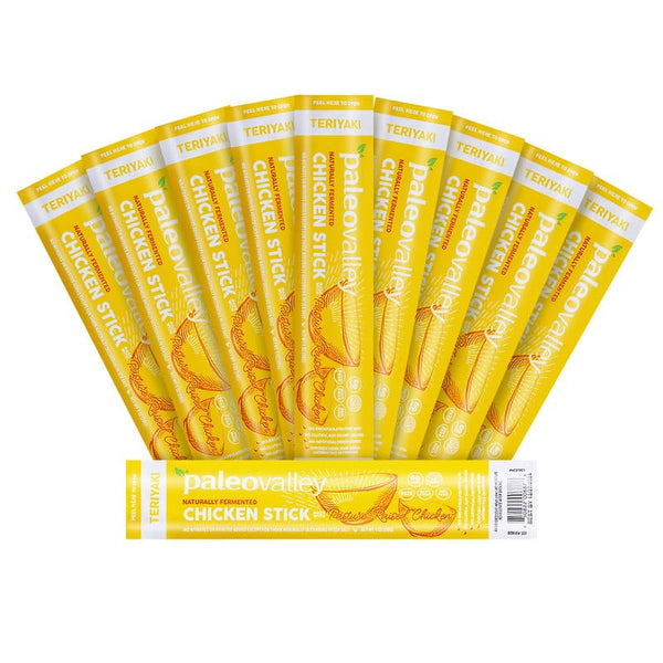 Paleovalley Pasture-Raised Chicken Sticks 10 Pack 7g Protein per Stick Keto-Friendly, Paleo,
