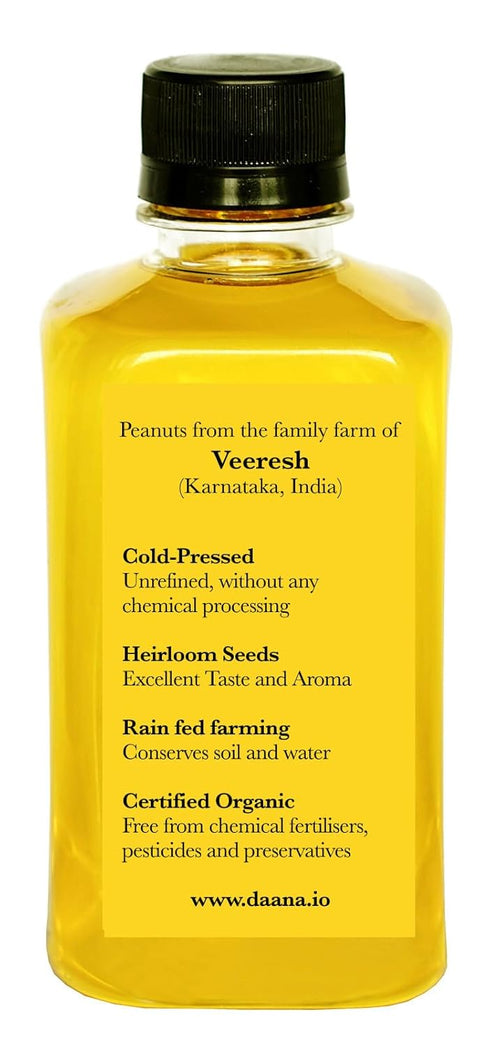 (12 oz) Daana Peanut Oil: CERTIFIED USDA ORGANIC, EXTRA VIRGIN, COLD PRESSED