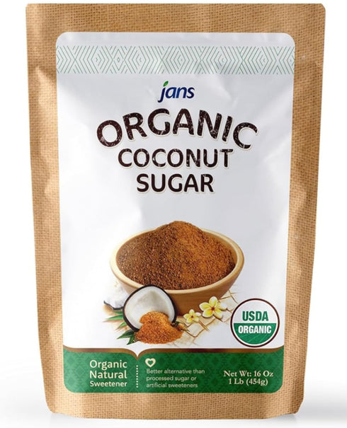 Jans Organic Coconut Sugar 16 oz | Made from Fresh Coconut |