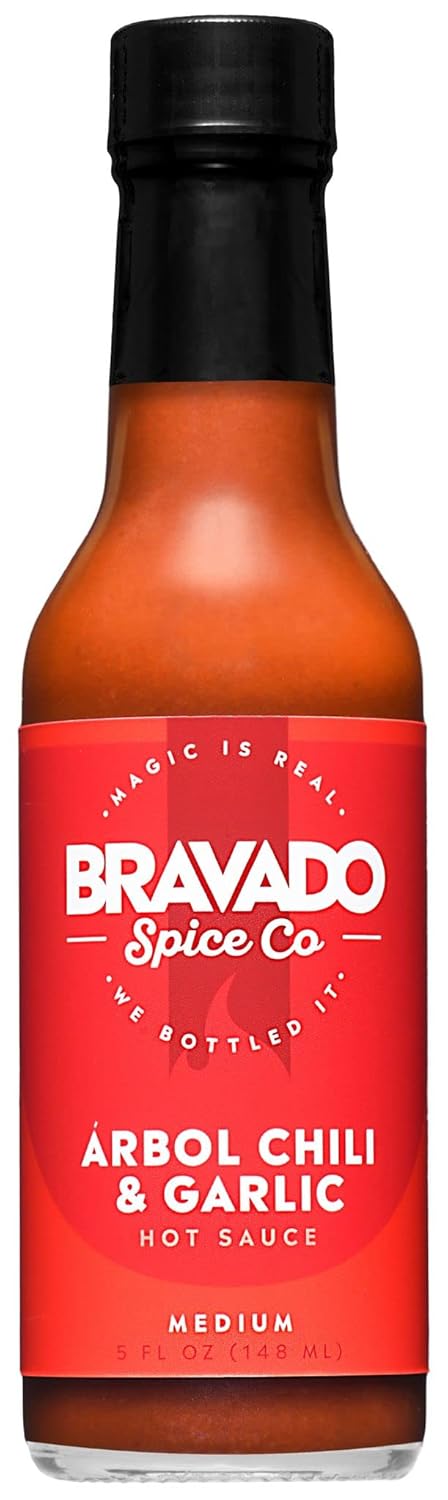 Arbol Chili and Garlic Hot Sauce By Bravado Spice Gluten Free, Vegan,