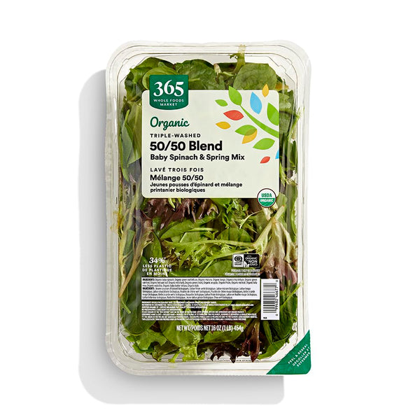 365 by Whole Foods Market Whole Foods Market, Organic 50-50 Blend, Baby Spinach & Spring Mix, 16