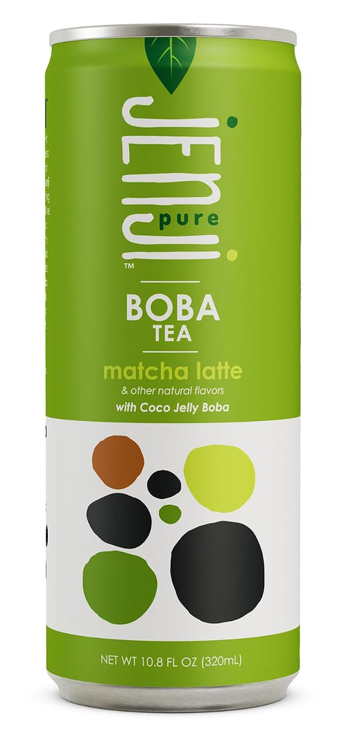 10.8 oz, Pack 12 Jenji Pure Boba Tea, Matcha Latte Flavor | fl of | Plant-Based Beverage