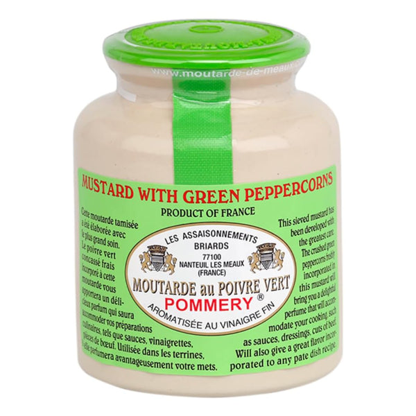 Pommery - Gourmet Green peppercorn Mustard from France in crock 8.8oz