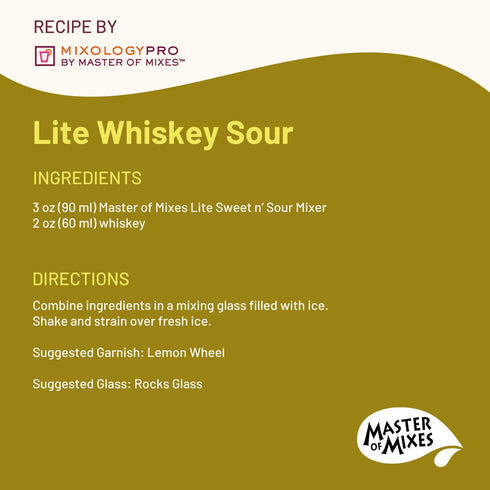 1.75 (59.2 Oz), Pack 3 Master of Mixes Sweet N' Sour Lite Drink Mix, Ready To Use, Liter Bottle Fl