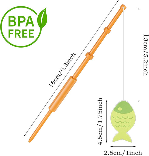 Boao 40 Pieces Mini Fish Pole Decoration, Little Fisherman Fishing Pole Picks, Mini Cupcake Picks for Birthday Party