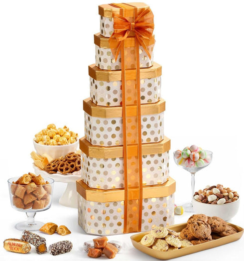 Broadway Basketeers Thank You Gift Tower Gourmet Chocolate Cookies & Sweets Snack