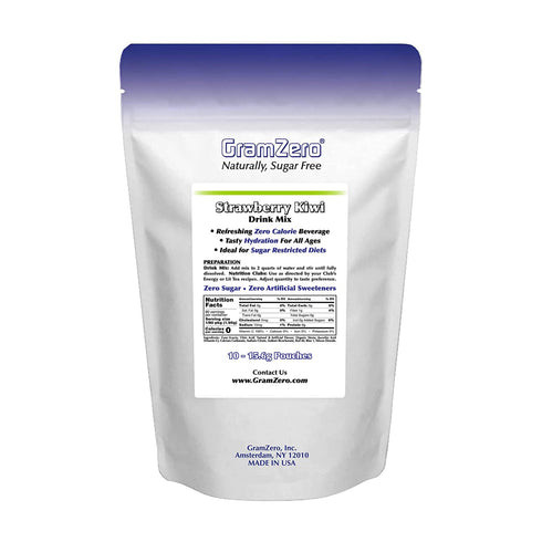 GramZero Strawberry Kiwi Sugar Free Drink Mix, Pitcher Pack - Zero Calorie, Stevia Sweetened - Great for Nutrition Club