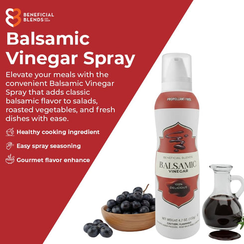 4.7 oz Balsamic Vinegar Spray, Salad Dressings, Vinaigrettes & Cooking, No Propellants, Quality Crafted in USA, Net Wt