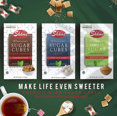 17.6 Shams Kosher Sugar Cubes White Pure Cane Sugar Cubes, Non-GMO, Vegan, Certified Kosher, Sugar Cubes for Coffee