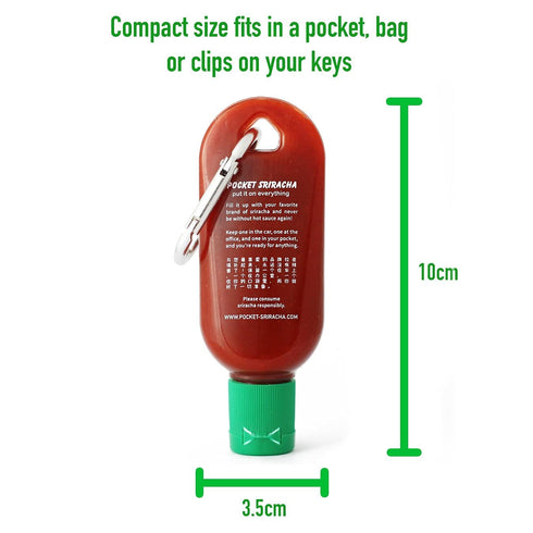 1 PACK Pocket Sriracha Mini Sriracha Hot Sauce Bottle Keyring Bring Hot Sauce with you Everywhere - Great Chilli Sauce