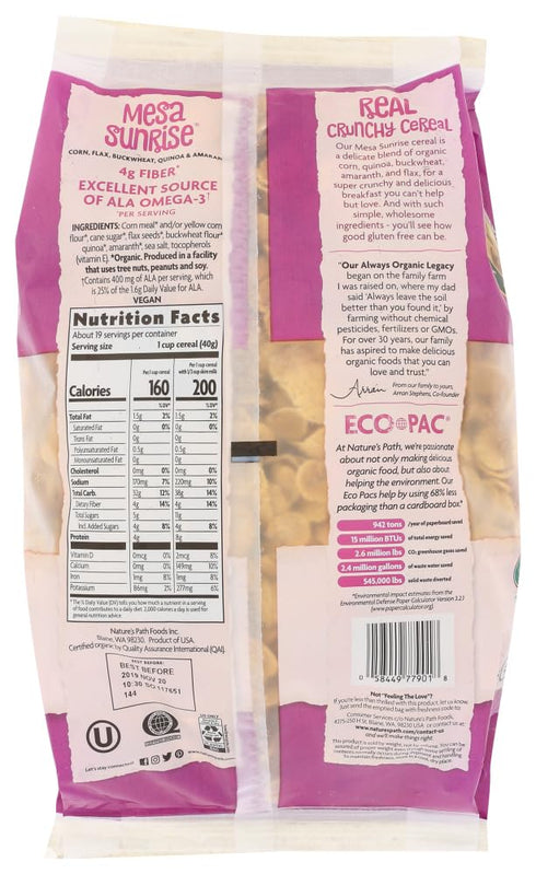 26.4 oz(Pack 3) Nature's Path, Organic, Mesa Sunrise, Gluten-Free Cereal