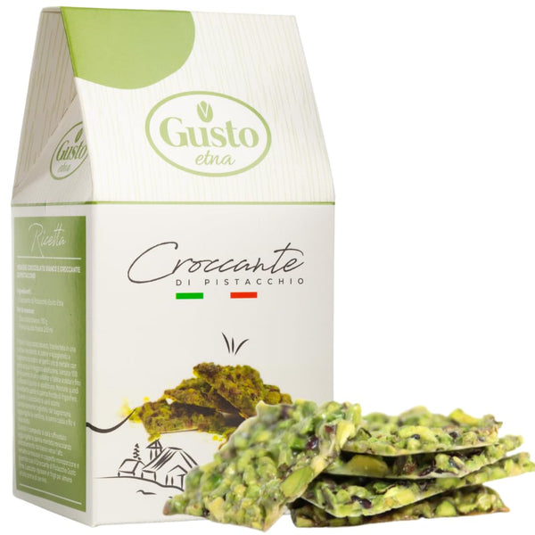 GUSTO ETNA Pistachio Brittle, Sweet Pistachios Butter Chews with Pistachio crumbles, Bite