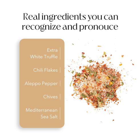 2.2 Oz Truffle Salt Blend with Extra White Truffle, Chives, Red Pepper Flakes, Aleppo Pepper, Sea Salt- SydSalt White