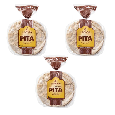 Libanais 10" Whole Wheat Traditional Lebanese Pita Bread, Vegan, Kosher, Halal, 3