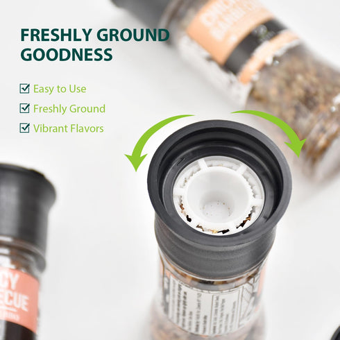 Set 3, 5.2oz(146g), Set, Set, Soeos Spice Seasoning of With Integrated Grinders, Salt and Pepper Grinder Pure and Fresh