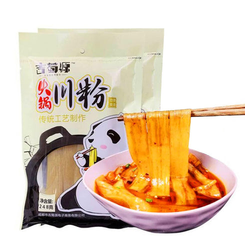 NERSQELX Glass Noodles, Wide Chewy Vermicelli Pasta, 100% Sweet Potato Starch, Fat-free/Gluten-free/Vegan/Kosher, for