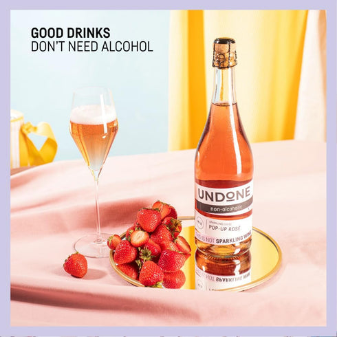 21 700ml UNDONE No. Pop-Up Ros NOT SPARKLING WINE | Premium Non-Alcoholic Ros Sparkling Wine | Bottle | Made in Germany