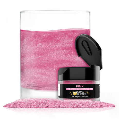 Brew Glitter Edible Glitter for Drinks, Cocktails, Beer, Garnish & Beverages (Pink,