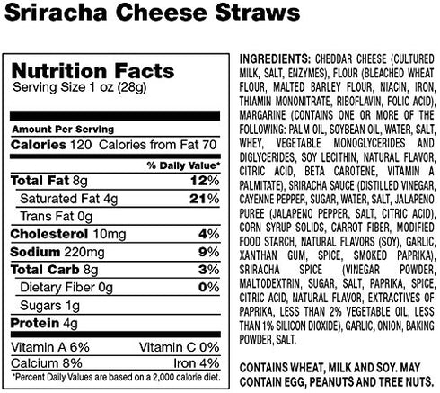 Mississippi Cheese Straw Factory 32oz (908g) Sriracha Spicy Hot Cheddar Cheese Straws in Plain Box