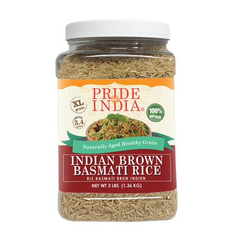 Pride of India Brown Basmati Rice 3 lb | Extra Long Grain