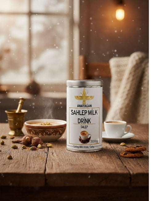 Airobazar 300gr Organic Sahlep Milk Drink, Traditional Turkish Salep Beverage Mix, Creamy Hot Drink Powder, Instant