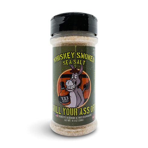 Whiskey Smoked Sea Salt by Grill Your As Off - Award Winning BBQ Rub for Beef, Steak, Burgers, Pork & Chicken, 9.5oz
