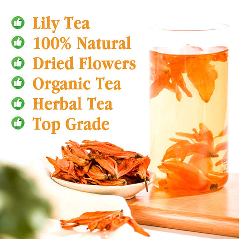 Plant Gift 100% 35g Pure Natural Lily Tea, Premium Lilies, Dried Lilium Brownii Lily Flower Tea Lilium Flower bud Tea