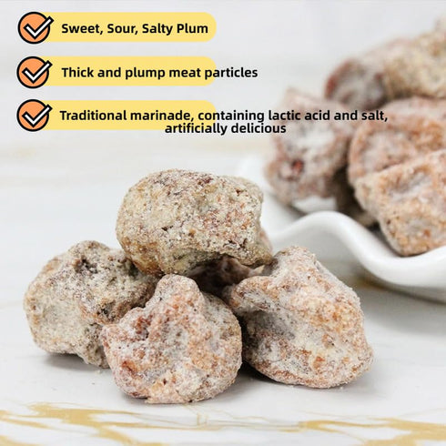 JZFDSBA 17.6oz (500g) Taiwanese-Style Preserved Plums - | Tart & Tangy Salty-Sweet Flavor | Perfect for Tea, Cocktails