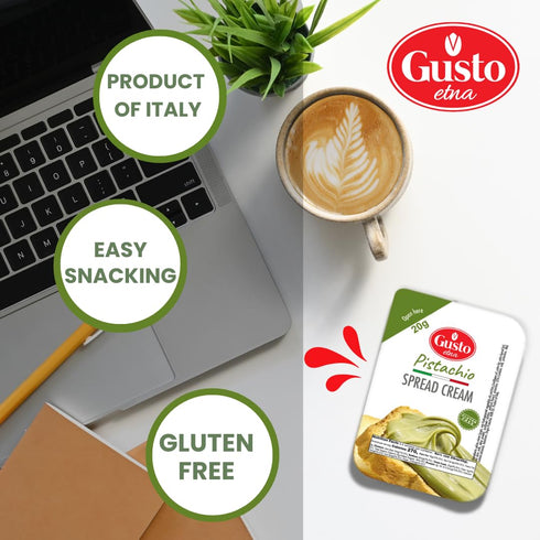40 20 Pistachio Cream Cups, Cups, Sweet Pistachio Spread, Gluten-Free, Convenient Mini Cups, Authentic Italian Product
