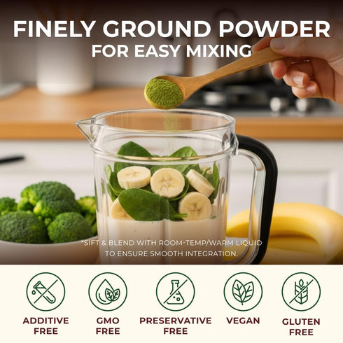 1.1 lb (17.64 oz), 62 Gya Tea Co Broccoli Powder Servings, Microgreens Superfood Powder Rich In Fiber & Sulforaphane