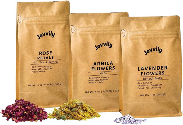 Jovvily Decor Dried Flower Bundle, Arnica Flowers, Dried Lavender Flower Buds, and