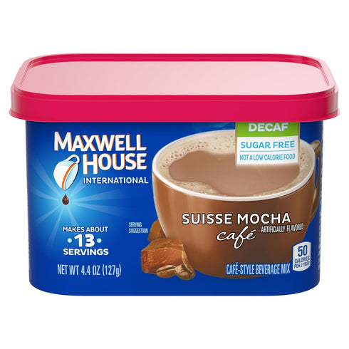4.3 oz 4.4 oz Pack) Maxwell House Sugar-Free French Vanilla and Suisse Mocha Decaf Instant Coffee Beverage Mix