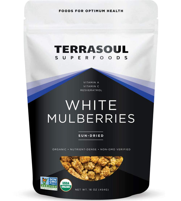 Terrasoul Superfoods Organic Sun-dried White Mulberries, 2 Lbs (Pack of 2), Sweet