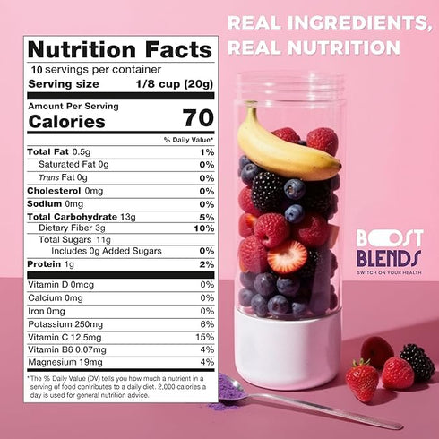 10 Berry Blast Smoothie Mix Freeze Dried Fruit Smoothie Powder for Smoothies & Shakes, Just Add Water or Milk, Servings