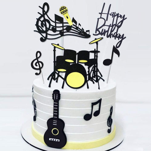 Keoysek Musical Instruments theme cake topper for birthday CupCake Topper Party Decorations Happy