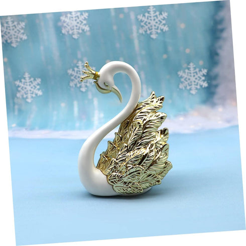 2 Pcs Small Swan Car Ornaments for Home Water Table Decorations, Mini Swan Crown Cake Topper