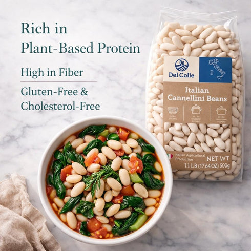 Del Colle 1.1 lb (500g), (Pack 1) Italian Cannellini Beans White Kidney Beans, Dried Cannellini Beans, White Beans Dry
