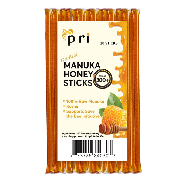 P.R.I Manuka Honey Sticks, MGO 300+, Raw New Zealand Manuka Honey, Premium