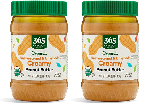 365 by Whole Foods Market, Organic Creamy Peanut Butter No Salt Added,