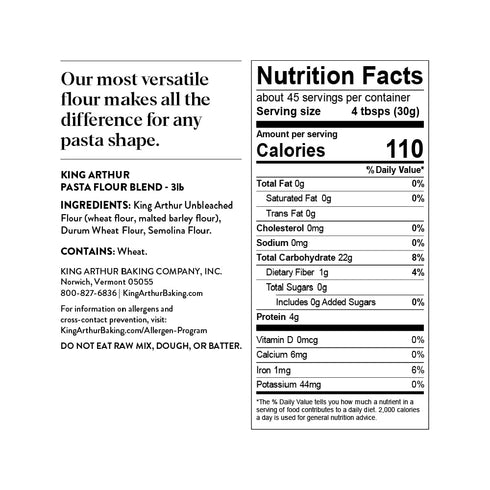 3 lb,White King Arthur Pasta Flour Blend, Finely Ground