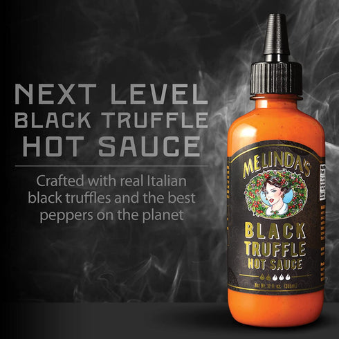 12 oz, 3 Pack Melindas Black Truffle Hot Sauce - Gourmet Truffle Hot Sauce Made with Fresh Ingredients, Italian Black