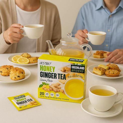 Generic 20 12.70 oz Ginger Tea Lemon Honey Flavor Instant Sachets - Natural Soothing Tart Zesty Citrusy Taste