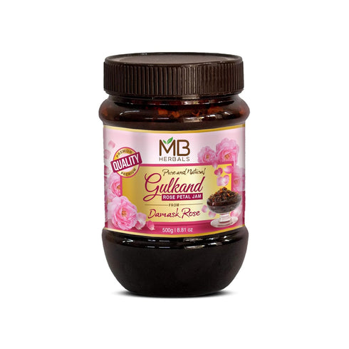 1.1 lb 500g MB Herbals Gulkand / - Sun-Cooked Damask Rose Pet Jam with Mishri & Cardamom | Sweet Delight for Desserts