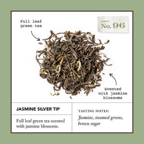 96 36 1.3oz Steven Smith Teamaker Jasmine Silver Tip No. Green Tea with Jasmine Blossoms, Caffeinated, Sugar-Free