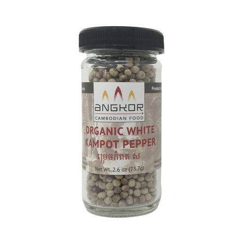 Kampot Pepper Rare Cambodian Peppercorns, White Spice Jar