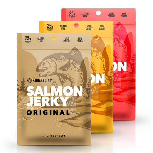 Kaimana Jerky Wild Caught Salmon Jerky - Organic Dried Fish Strips Rich