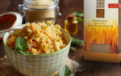 450g/1lb, Al'Ard Palestinian Maftoul Couscous Toasted Bulgur Wheat Pearl Pasta, Handmade Whole Wheat Grain for Soups