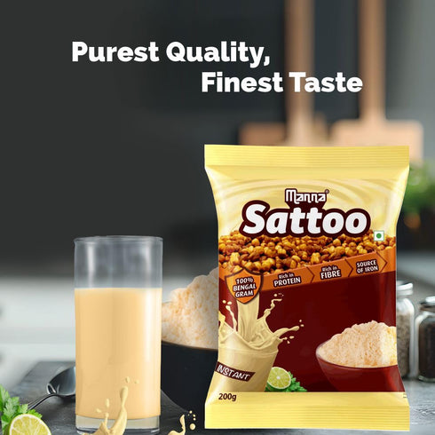 1 (500g 2 Packs) Manna Sattu/Sattoo Drink Mix (Natural) - Indian Protein Mix, High Fibre, Healthy Roasted Chickpeas