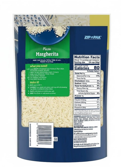 Generic Mozzarella Shredded Cheese , This bag of cheese comes pre-shredded to save you prep time and easily blends